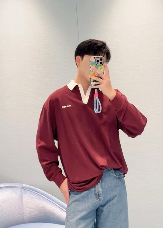 缪家 酒红小标Polo衫 商品图1