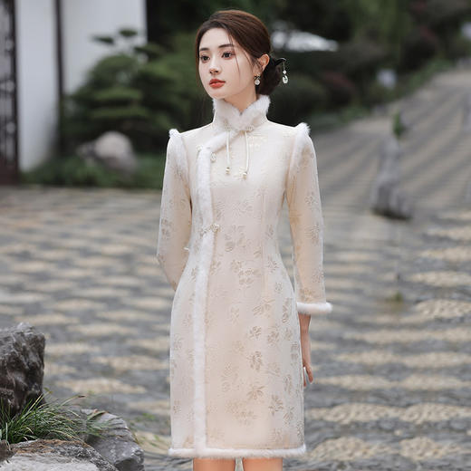 加绒加厚日常，短款改良旗袍 SC18240-1 商品图0