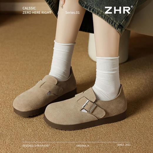 优选丨ZHR复古软底勃肯鞋女秋季爆款丑萌萌美拉德风单鞋全包透气豆豆鞋 商品图2