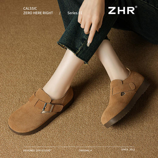 优选丨ZHR复古软底勃肯鞋女秋季爆款丑萌萌美拉德风单鞋全包透气豆豆鞋 商品图8