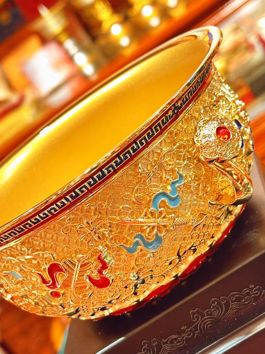 摆件聚宝盆镀金花丝镶嵌珐琅彩摆件送礼乔迁生日商务伴手礼聚宝盆大号摆件 商品图7