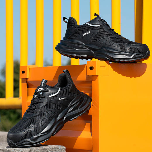 新款劳保鞋防砸防刺穿欧标钢包头凯夫拉底橡塑底超纤 三明治网布四季款低帮安全鞋 商品图2