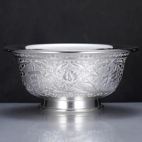子佩集S999银【花锦良缘】碗摆件【FS023】纯银餐具2412