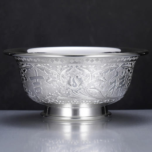 子佩集S999银【花锦良缘】碗摆件【FS023】纯银餐具2412 商品图1