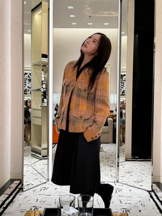 香奶奶 24K秋冬新款橘色落日粗花尼外套（UY*DQJB) 商品图5