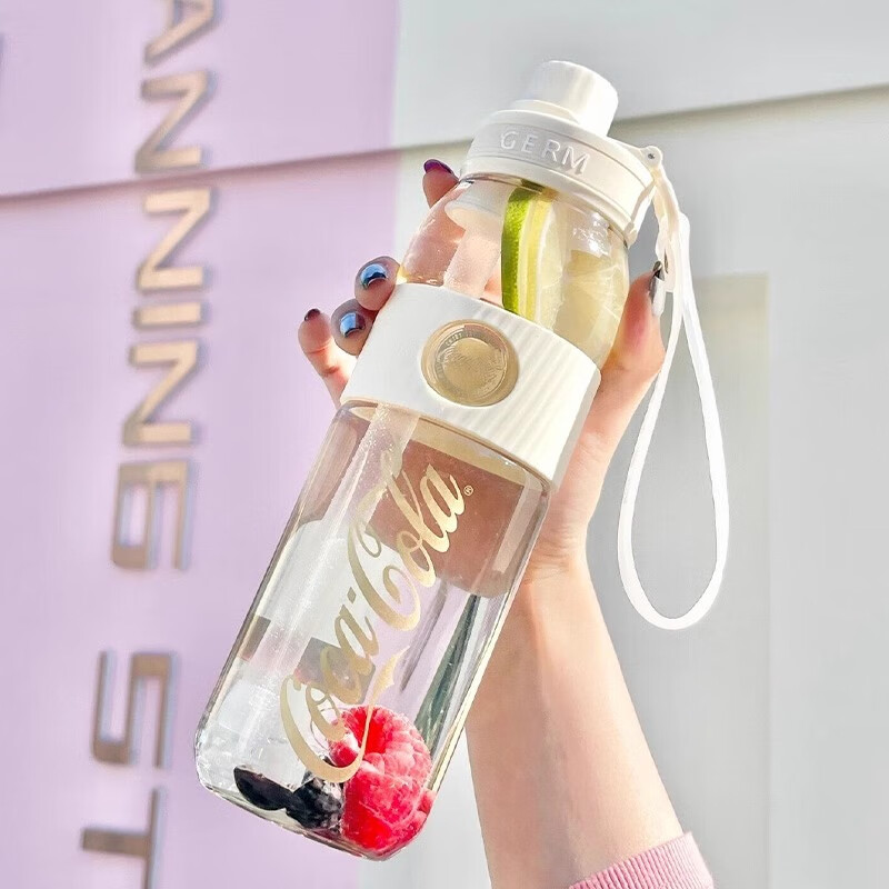 GERM格沵可口可乐联名运动水杯元气大容量夏季女生便携水壶吸管杯 米白 700ml