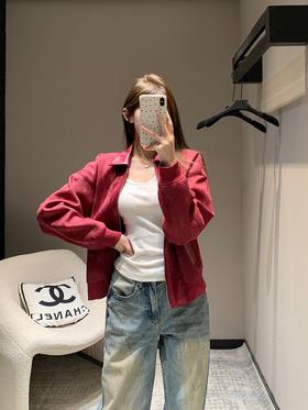 爱*仕24Fw秋冬新款安哥拉红拉链夹克外套（UY*DQJB)