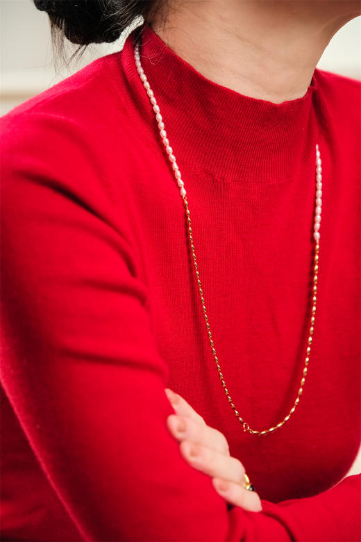 pearl moments珍刻 金豆豆 米形珍珠长链 商品图7