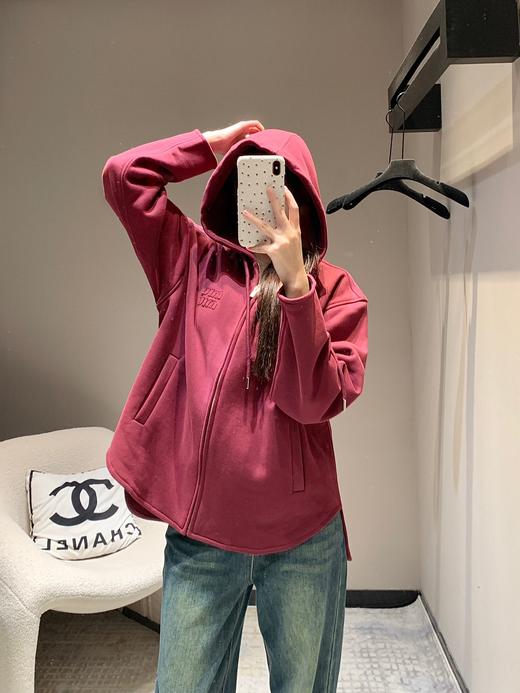 缪家24Fw秋冬新款字母微标安哥拉红拉链连帽卫衣丨（UY*DQJB) 商品图6
