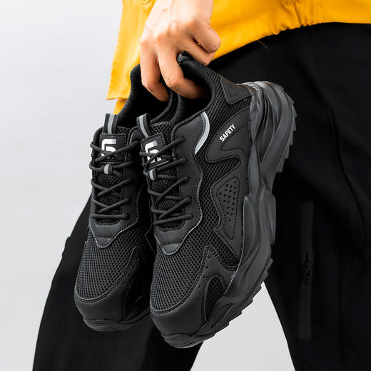 新款劳保鞋防砸防刺穿欧标钢包头凯夫拉底橡塑底超纤 三明治网布四季款低帮安全鞋 商品图5