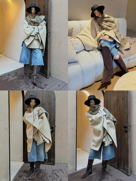 HIDEMI 多重水洗做旧感毛边设计感牛仔裤中裤 商品图2