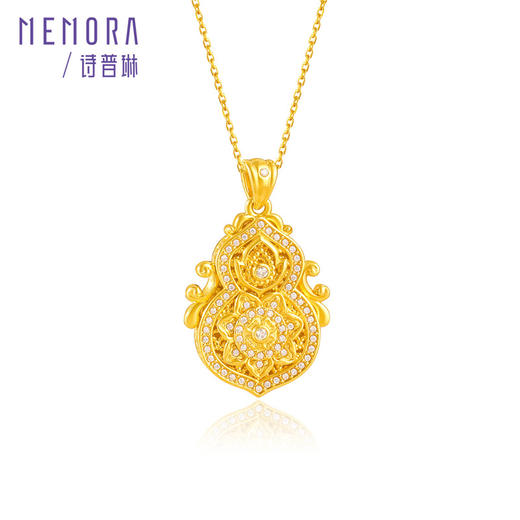 四美葫芦吊坠 黄色18k金双面佩戴红玛瑙福禄挂坠送女友礼物MEMORA诗普琳KPE06001（线上专供） 商品图6