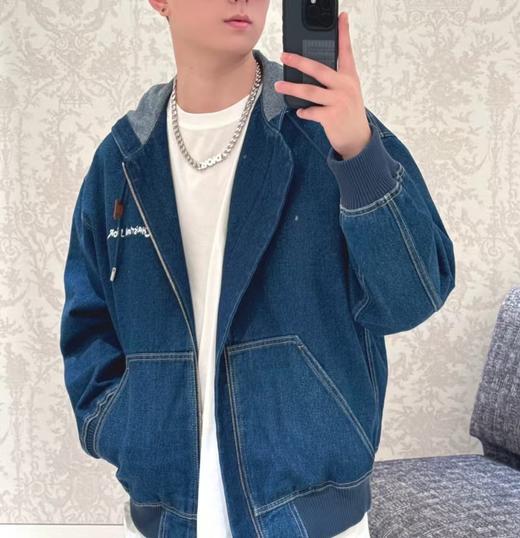 D家 新款提花里衬 连帽刺绣牛仔外套 商品图4