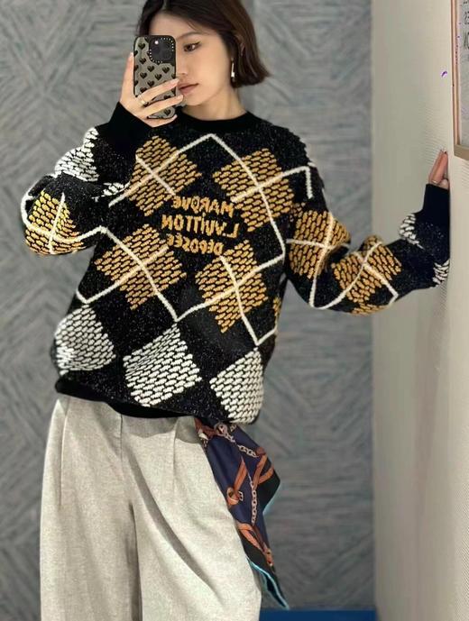 驴家24Fw秋冬新款滑雪系列玩转色格的格纹Monogram提花毛衣男女同款（UY*DQJB) 商品图0