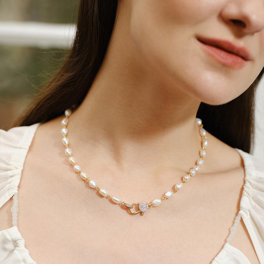 INBB052 龙虾扣锁芯满锆珍珠项链｜INCH EDITION 时光不惑系列 商品图3