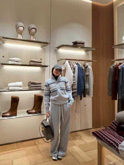 LP24Fw秋冬新款老钱风费尔岛法式复古双开拉链针织开衫（UY*DQJB） 商品图6