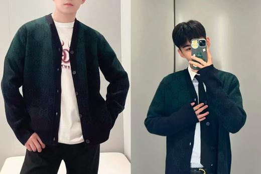 Gucc*i墨绿满幅花渐变色开衫 商品图7