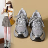ZHR银色老爹鞋女2025春季新款时尚百搭厚底增高网面休闲运动鞋女 商品缩略图0