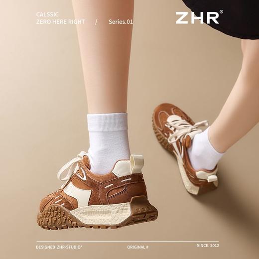 ZHR则则棕色复古德训鞋女春季新款轻便耐磨板鞋柔软透气休闲鞋女 商品图2