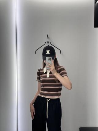 赛家 25Ss早春新款撞色条纹针织短袖Polo上衣（UY*DQJB） 商品图5