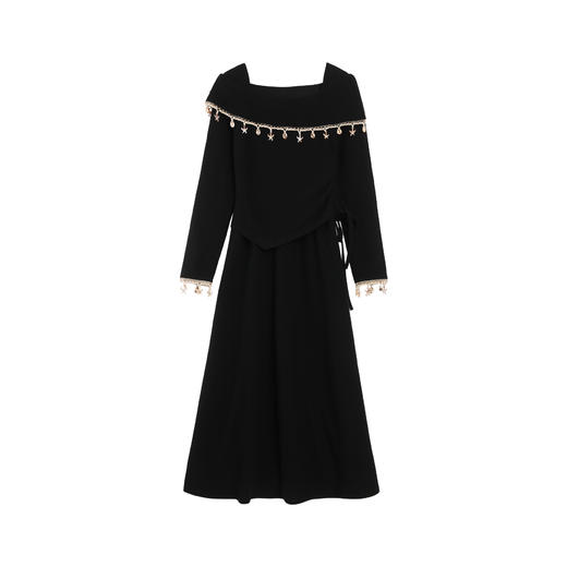 鹿向南「海上钢琴诗」法式假两件连衣裙2024新款秋冬加绒显瘦裙子 商品图2