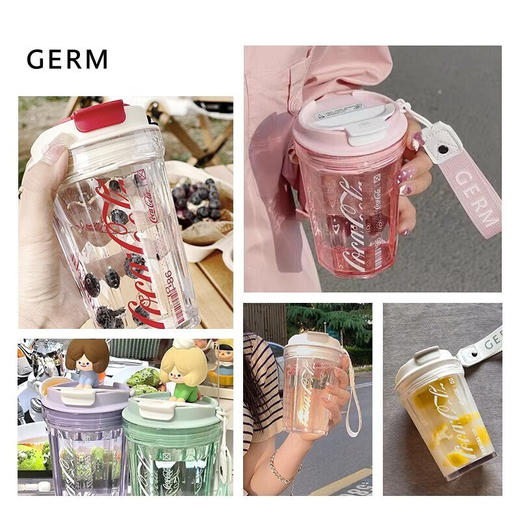 GERM可口可乐联名咖啡杯女高颜值夏季随手杯潮酷水杯 冰透白390ml 商品图1