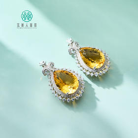 S925黄水晶水滴吊坠约33*25mm