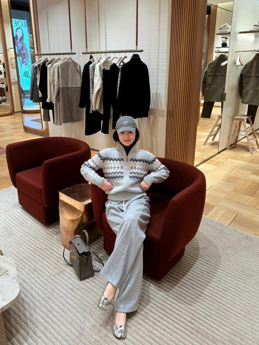 LP24Fw秋冬新款老钱风费尔岛法式复古双开拉链针织开衫（UY*DQJB） 商品图7