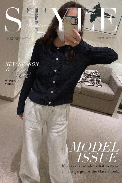 香奶奶 25Ss早春新款褶皱花边针织开衫（UY*DQJB） 商品图2