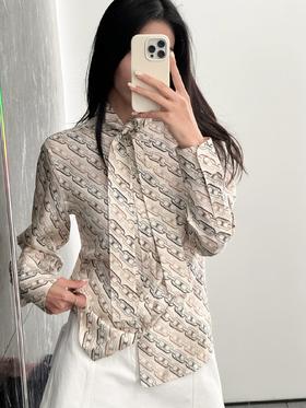 赛家 24Fw秋冬新款凯旋门链条印花长袖衬衫（UY*DQJB)