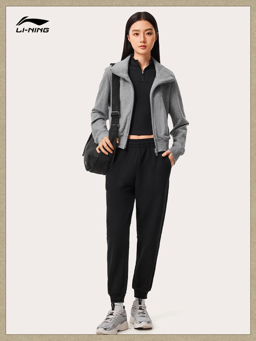 李宁卫裤女休闲潮流长裤加绒保暖冬季束脚针织运动长裤女AKLU622 商品图3