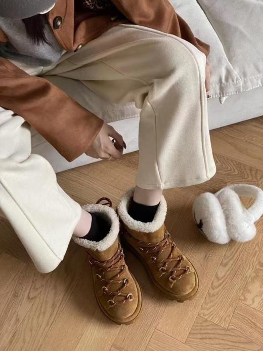 缪家 2024ss秋冬走秀款绑带羊毛小短靴雪地靴毛毛鞋（UX*HD） 商品图6