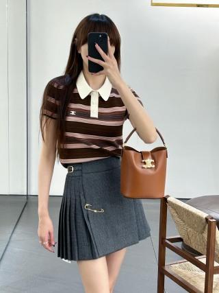 赛家 25Ss早春新款撞色条纹针织短袖Polo上衣（UY*DQJB） 商品图0