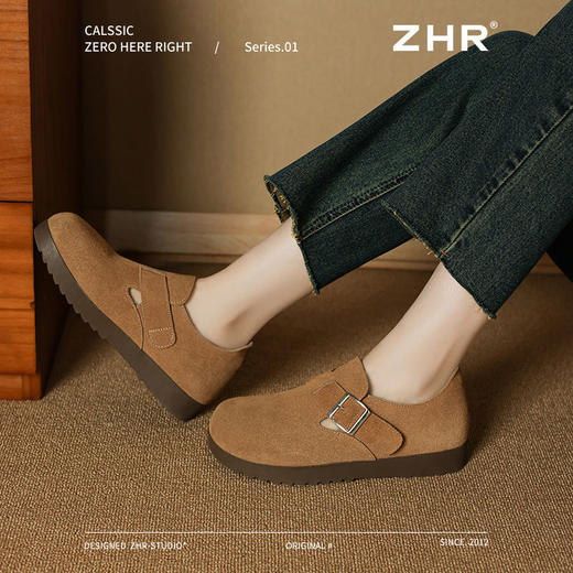 优选丨ZHR复古软底勃肯鞋女秋季爆款丑萌萌美拉德风单鞋全包透气豆豆鞋 商品图9