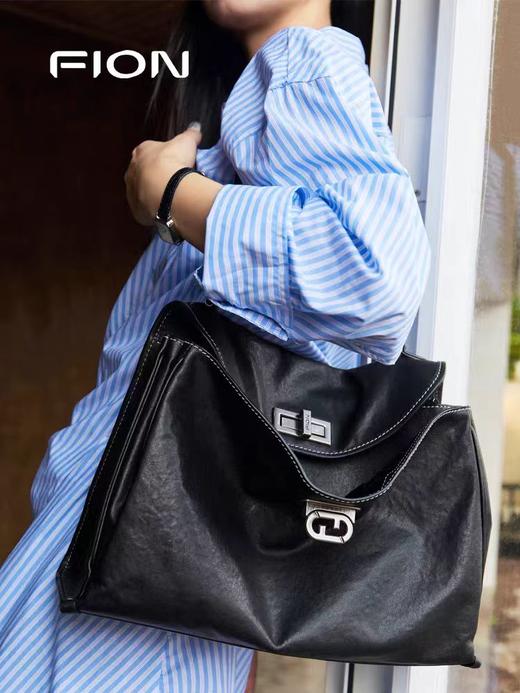Fion/菲安妮真皮托特包2024秋冬新款大容量植鞣皮单肩斜挎包包女 商品图1