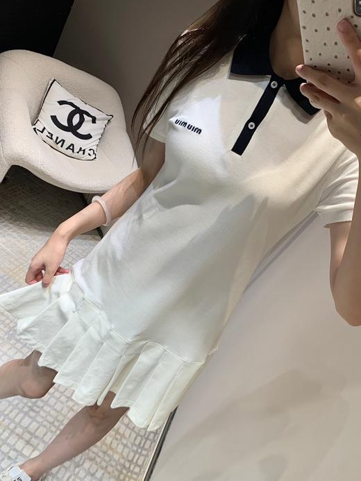缪家 25Ss早春新款白色拼色翻领百褶Polo连衣裙（UY*DQJB)（UY*ML） 商品图7