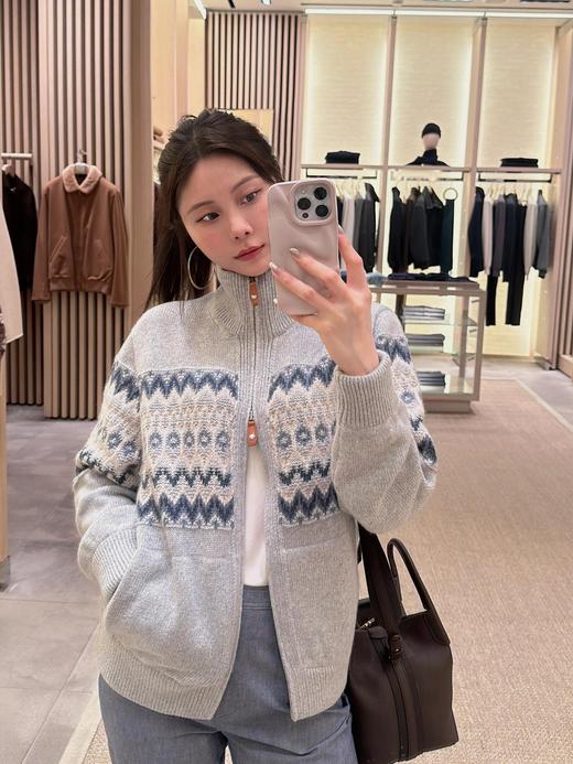 LP24Fw秋冬新款老钱风费尔岛法式复古双开拉链针织开衫（UY*DQJB） 商品图5