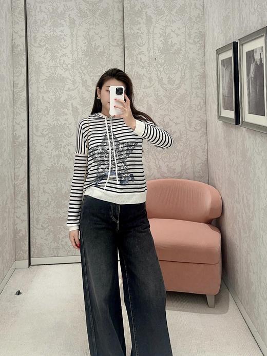 D家 25Ss早春新款五角星字母印花连帽针织衫（UY*DQJB） 商品图2