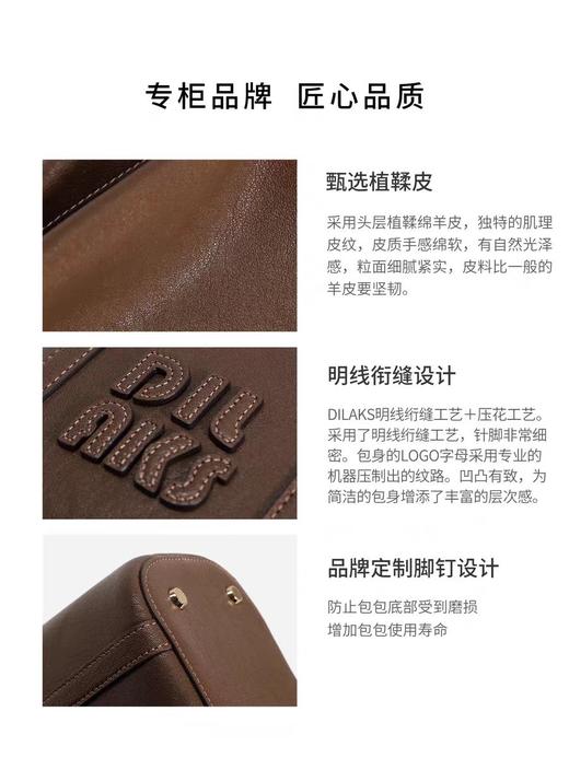 DILAKS迪莱克丝2025年新款植鞣绵羊皮轻奢风小圆筒包手提斜挎包女 商品图3