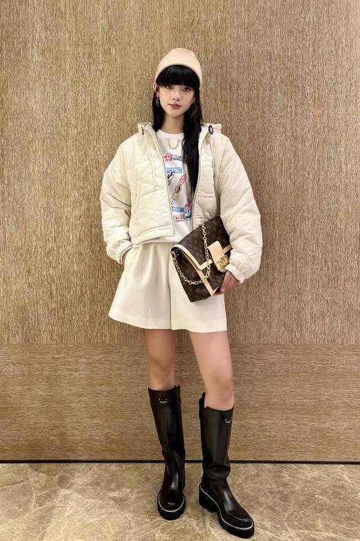 驴家24秋冬新款藤格纹拉链棉服连帽外套（UY*DQJB) 商品图1