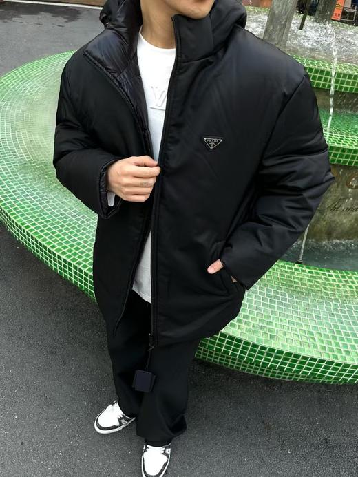 P家 双面穿中长款尼龙连帽羽绒服 商品图1