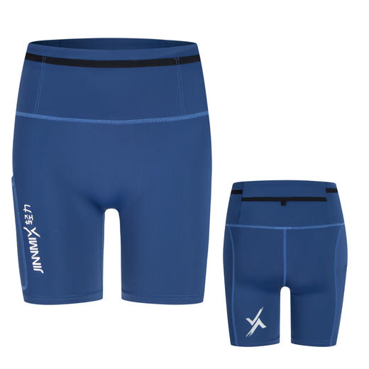 3分防水腰包侧包一圈仓袋紧身高弹短裤男女蓝 商品图5