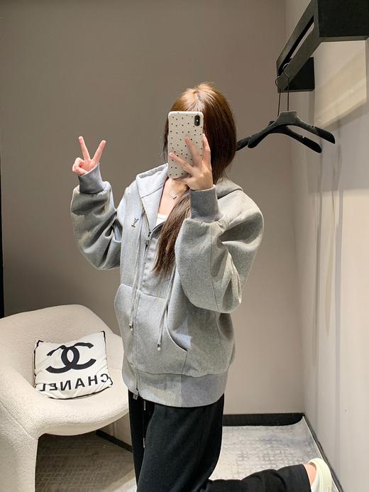 驴家24Fw秋冬新品灰色拉链连帽卫衣（UY*DQJB） 商品图5
