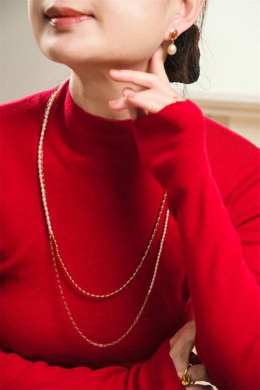 pearl moments珍刻 金格格 米形珍珠长链 商品图13