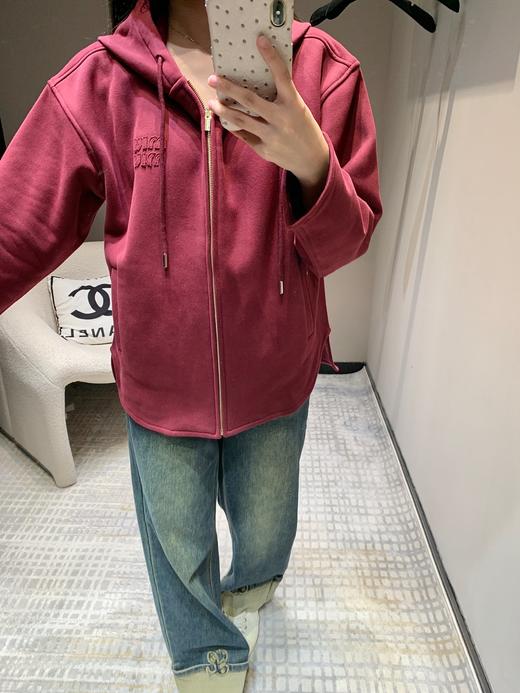 缪家24Fw秋冬新款字母微标安哥拉红拉链连帽卫衣丨（UY*DQJB) 商品图1