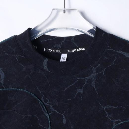 T2218早春新款时尚个性立体明线撞色圆领长袖T恤百搭高级感设计上衣 商品图3