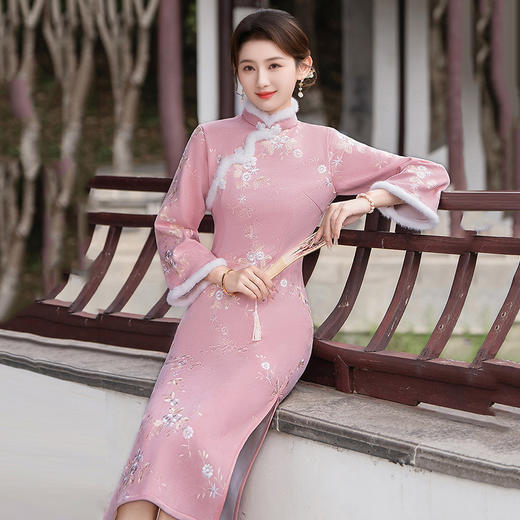 绣花加绒冬装，中式改良旗袍日常可穿ZQ60670 商品图2