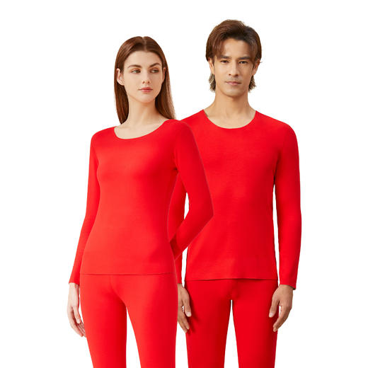 鸿运德绒保暖内衣男女羊绒蚕丝大红色保暖衣春节礼盒六件套 商品图4