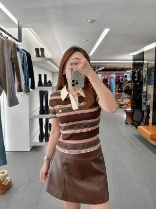 赛家 25Ss早春新款撞色条纹针织短袖Polo上衣（UY*DQJB） 商品图7