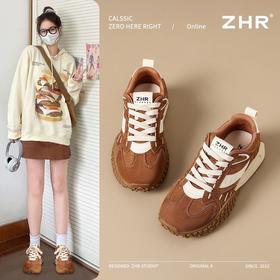 ZHR则则棕色复古德训鞋女春季新款轻便耐磨板鞋柔软透气休闲鞋女